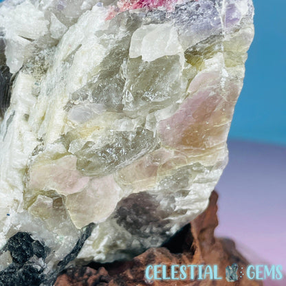 Pink + Black Tourmaline in Smoky Quartz with Lepidolite + Muscovite Raw Medium Chunk Specimen