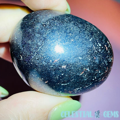 Rare Covellite Metallic Palmstone with Pink Fire Flash! (Video)