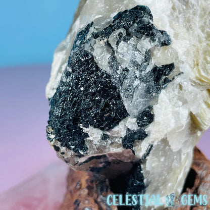 Pink + Black Tourmaline in Smoky Quartz with Lepidolite + Muscovite Raw Medium Chunk Specimen