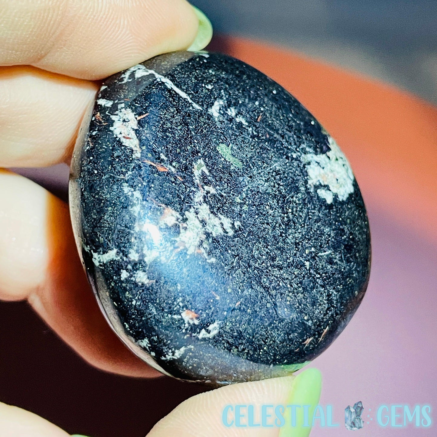 Rare Covellite Metallic Palmstone with Pink Fire Flash! (Video)