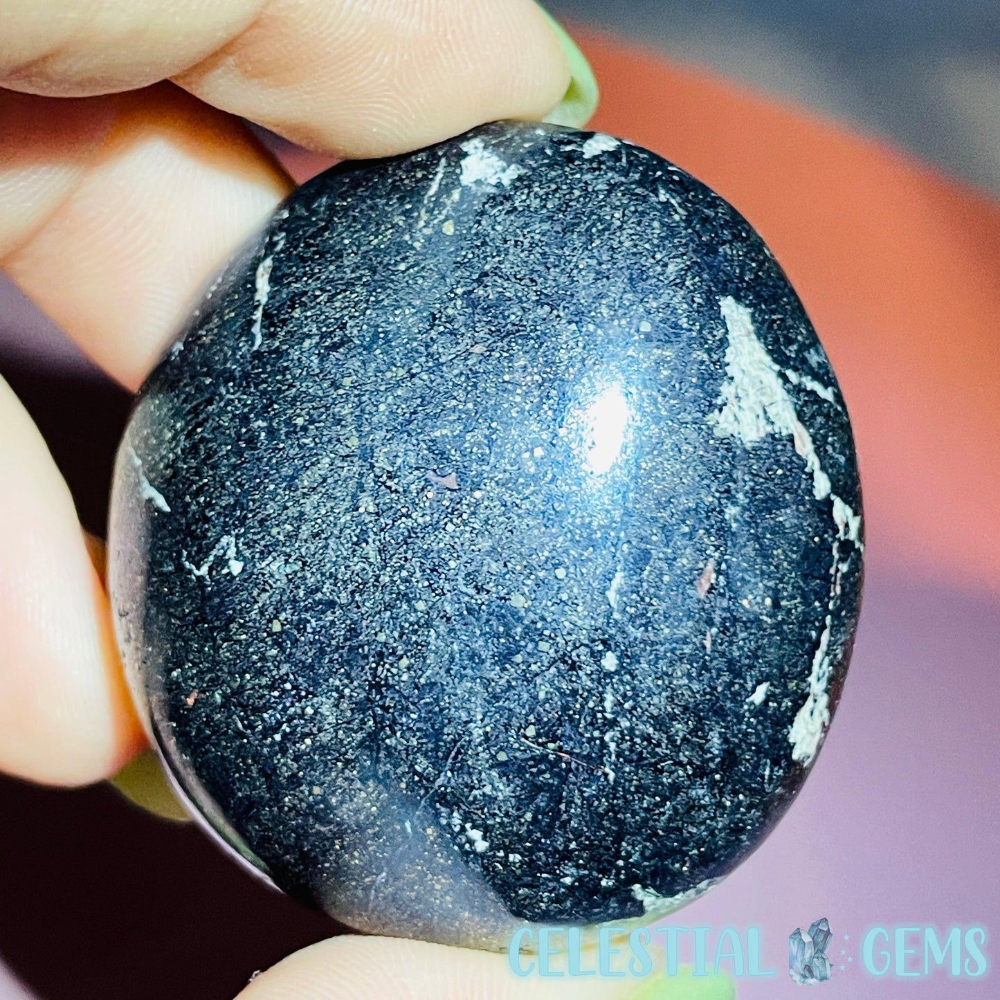 Rare Covellite Metallic Palmstone with Pink Fire Flash! (Video)