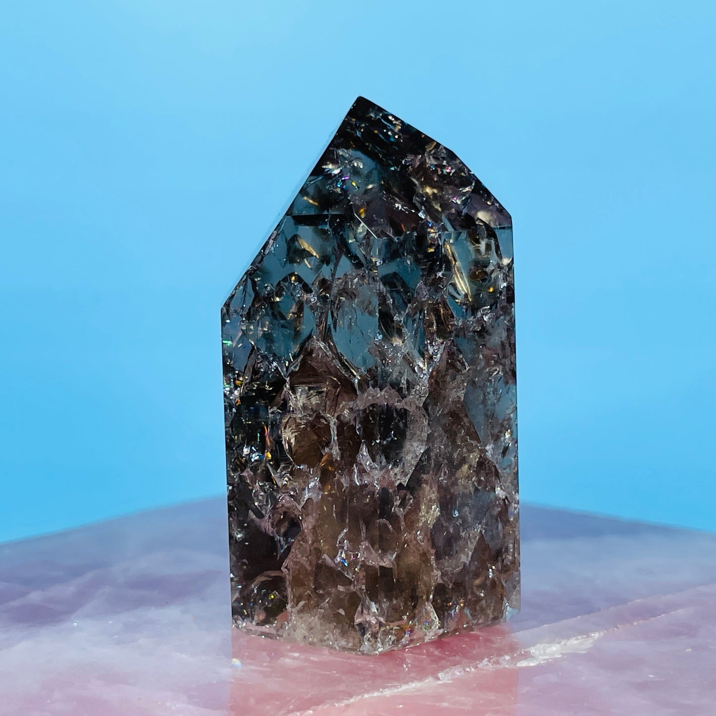 Smoky Crackle Quartz Small Tower