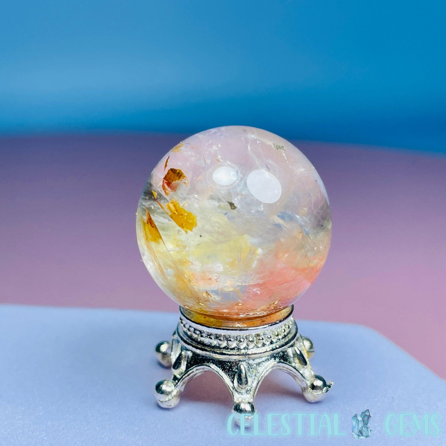 Pyrite + Iron 'Koi Fish' Clear Quartz Mini Sphere