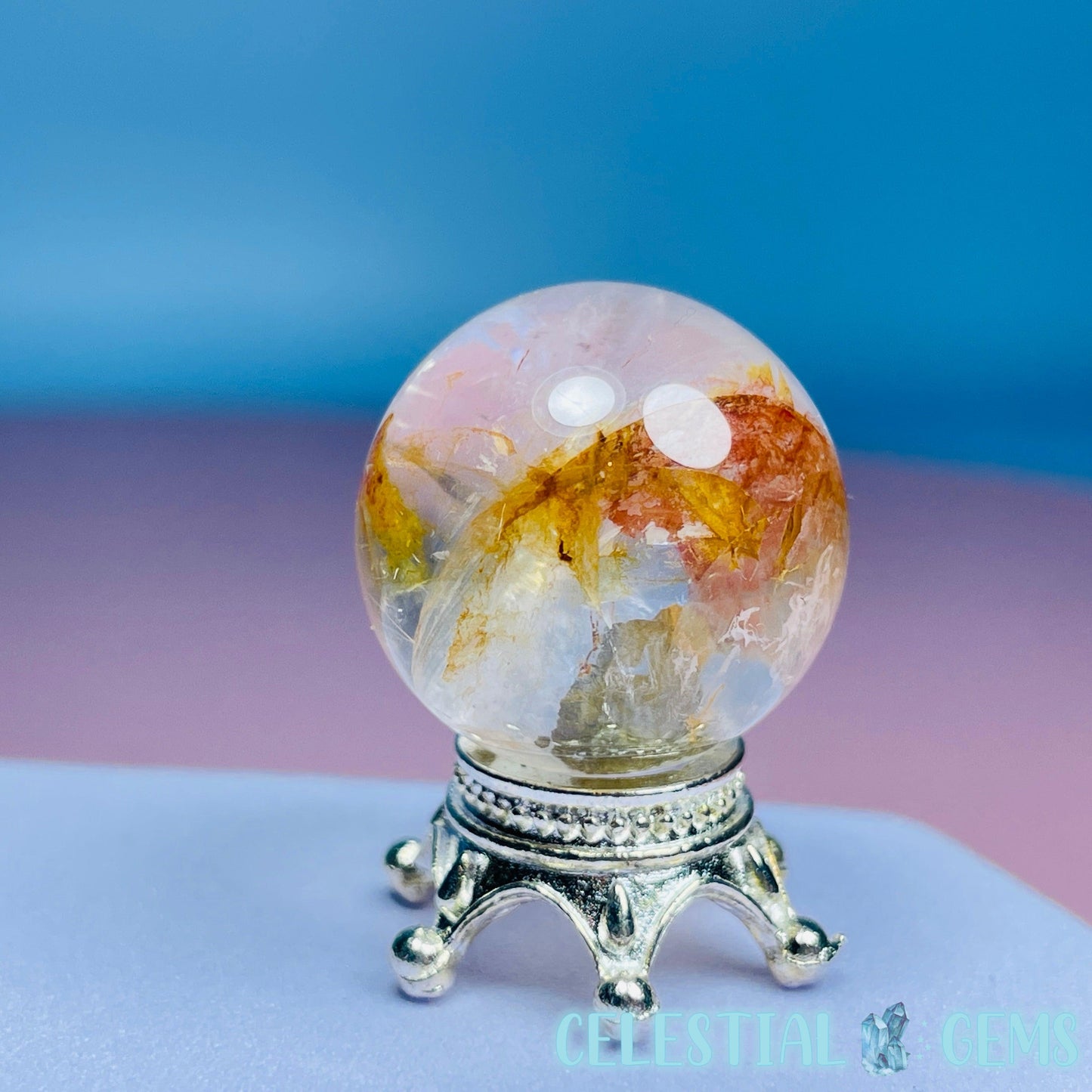 Pyrite + Iron 'Koi Fish' Clear Quartz Mini Sphere