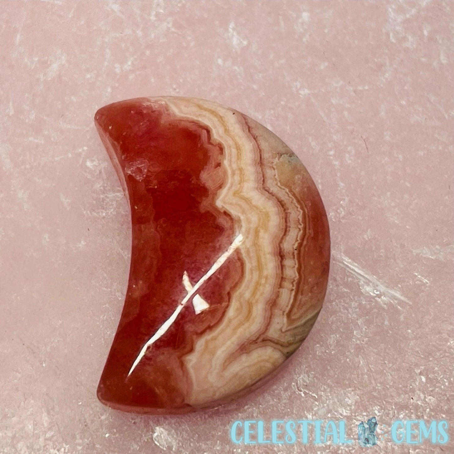 Rare Rhodochrosite Moon Mini Carving