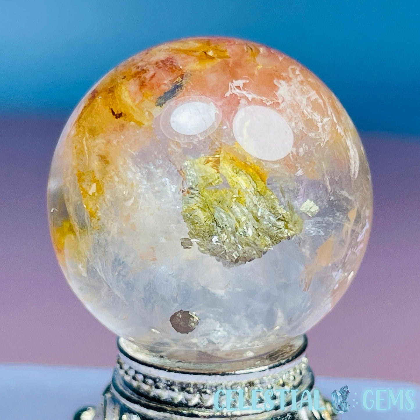 Pyrite + Iron 'Koi Fish' Clear Quartz Mini Sphere