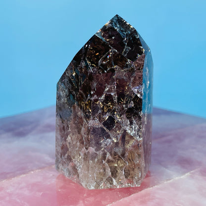 Smoky Crackle Quartz Small Tower