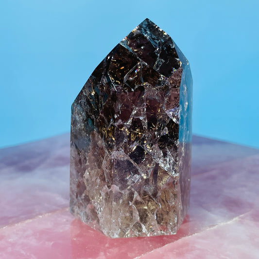 Smoky Crackle Quartz Small Tower