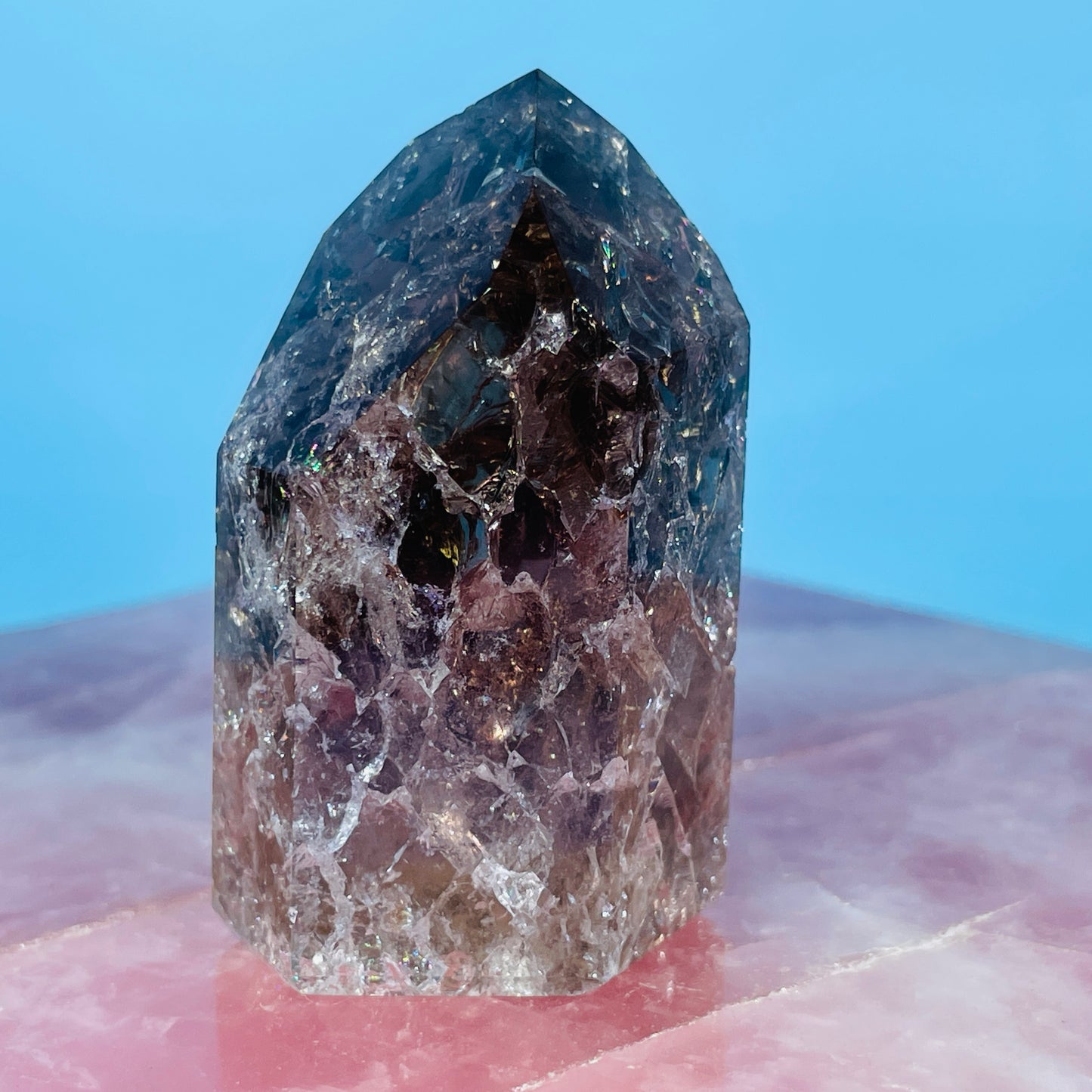 Smoky Crackle Quartz Small Tower
