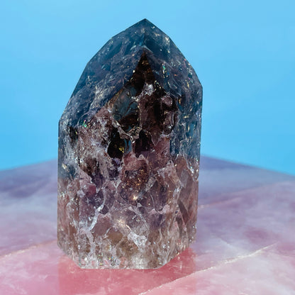 Smoky Crackle Quartz Small Tower