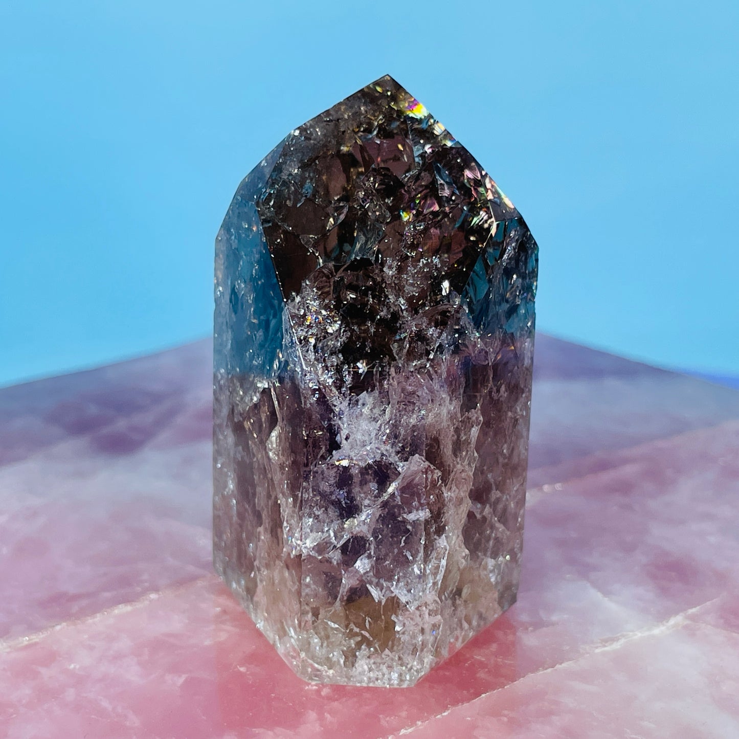 Smoky Crackle Quartz Small Tower