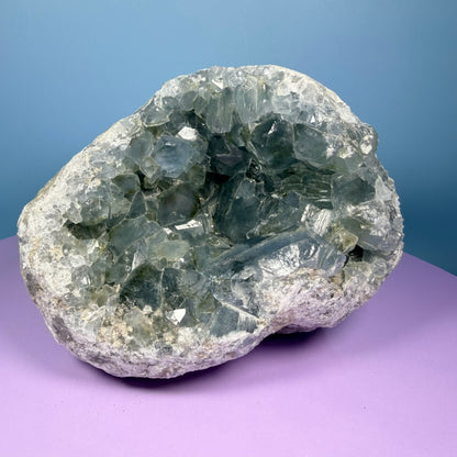 Celestite Large Cluster Geode