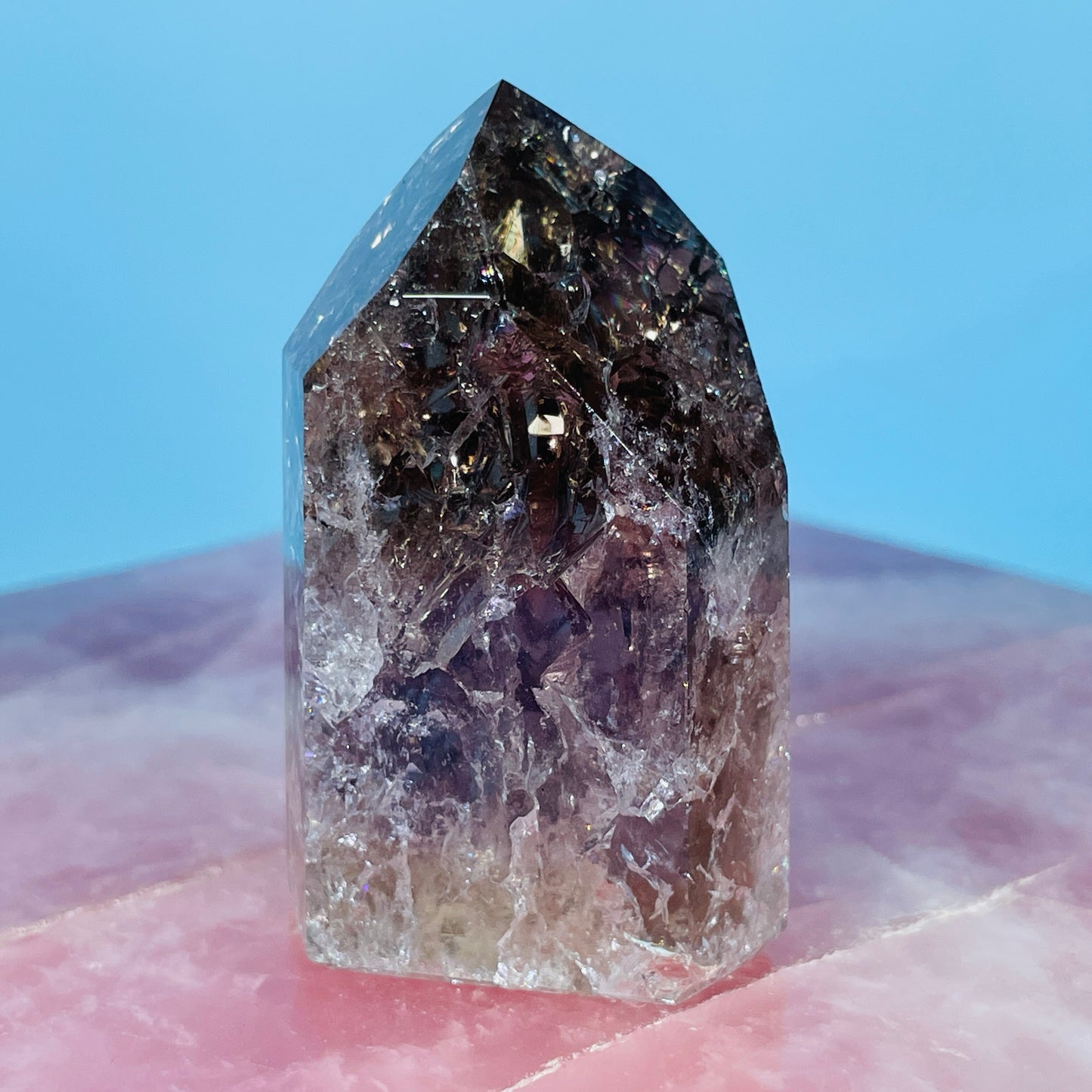 Smoky Crackle Quartz Small Tower