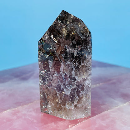 Smoky Crackle Quartz Small Tower