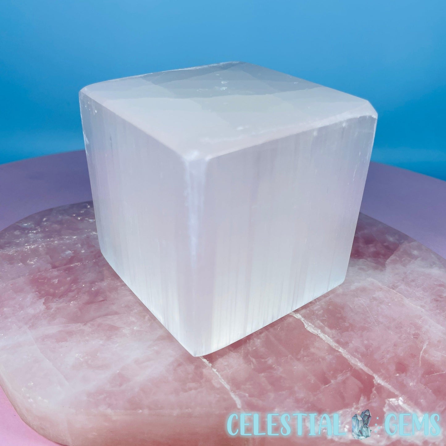 Selenite (Satin Spar) Cube Medium Carving 6cm