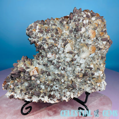 Double-Sided Hematite Pagoda Calcite Large Cluster Specimen