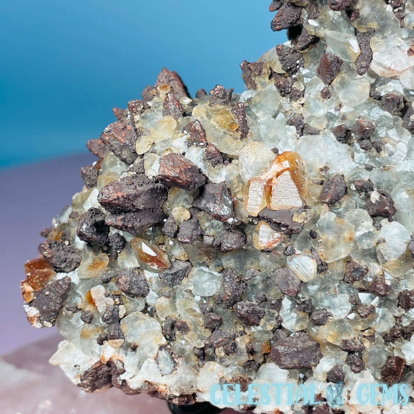 Double-Sided Hematite Pagoda Calcite Large Cluster Specimen