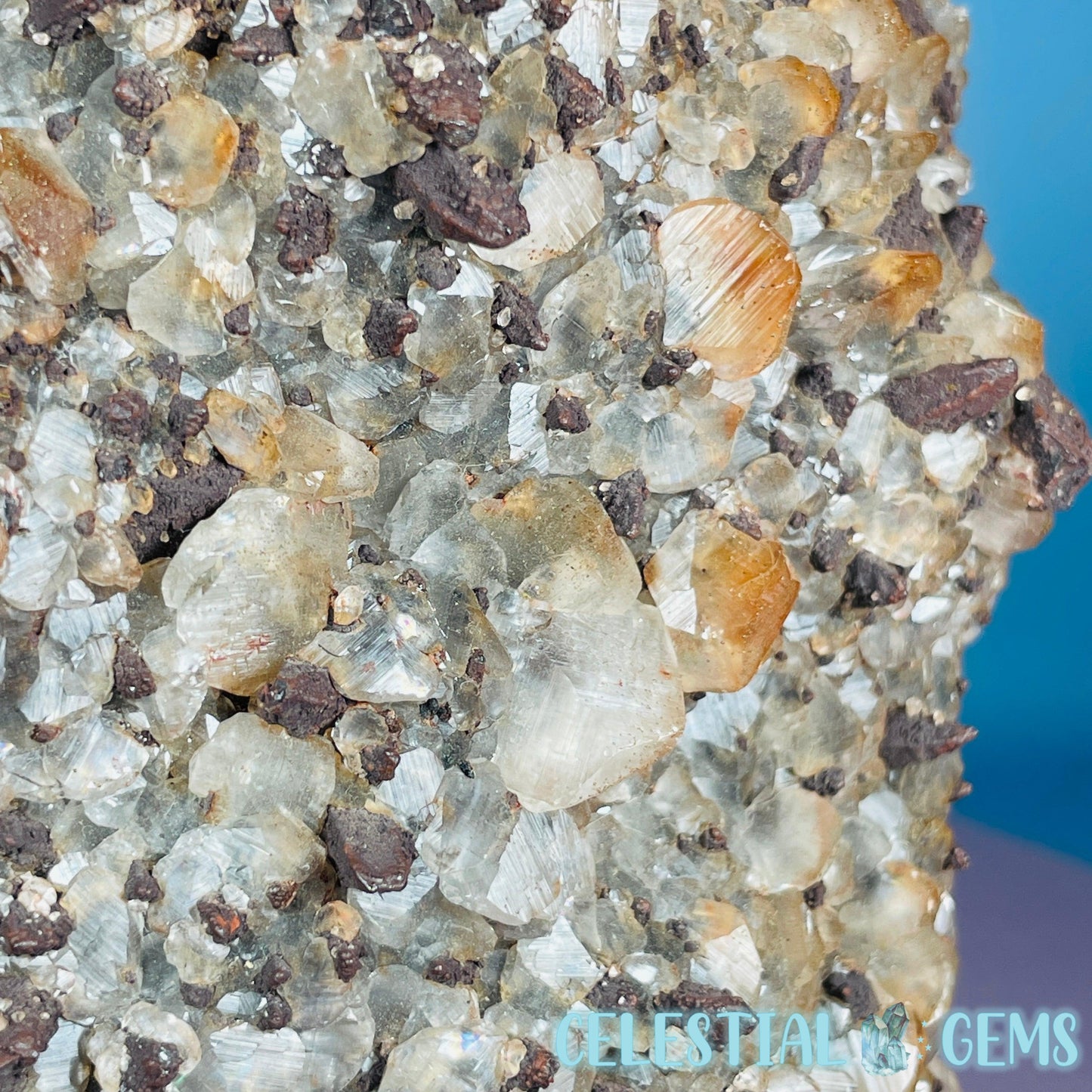 Double-Sided Hematite Pagoda Calcite Large Cluster Specimen