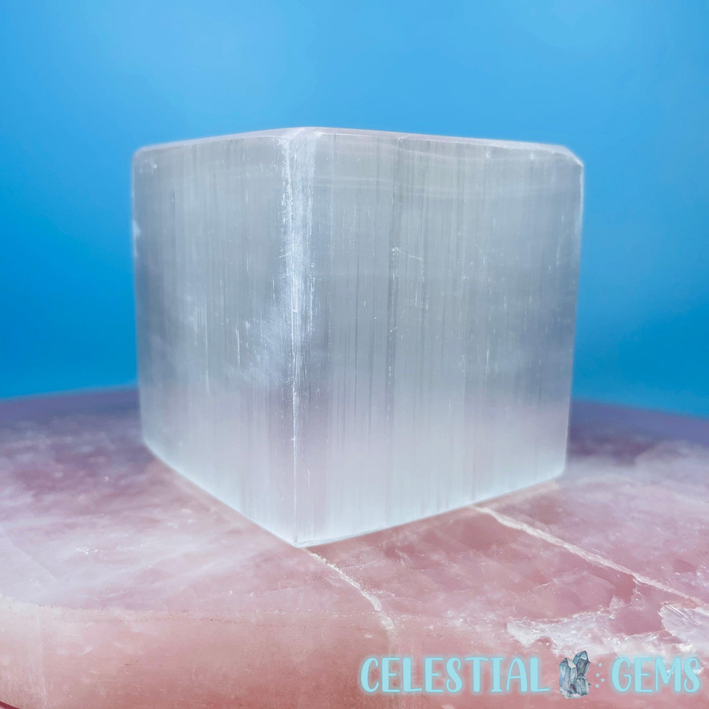 Selenite (Satin Spar) Cube Medium Carving 6cm