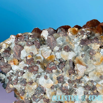 Double-Sided Hematite Pagoda Calcite Large Cluster Specimen