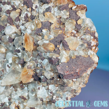 Double-Sided Hematite Pagoda Calcite Large Cluster Specimen