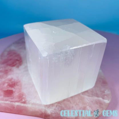 Selenite (Satin Spar) Cube Medium Carving 6cm