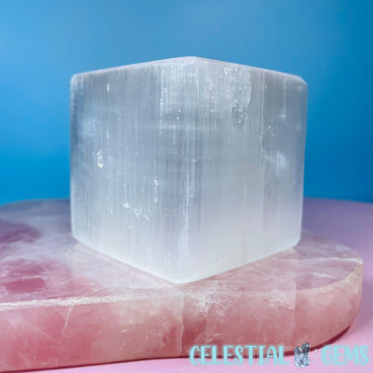 Selenite (Satin Spar) Cube Medium Carving 6cm