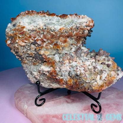 Double-Sided Hematite Pagoda Calcite Large Cluster Specimen