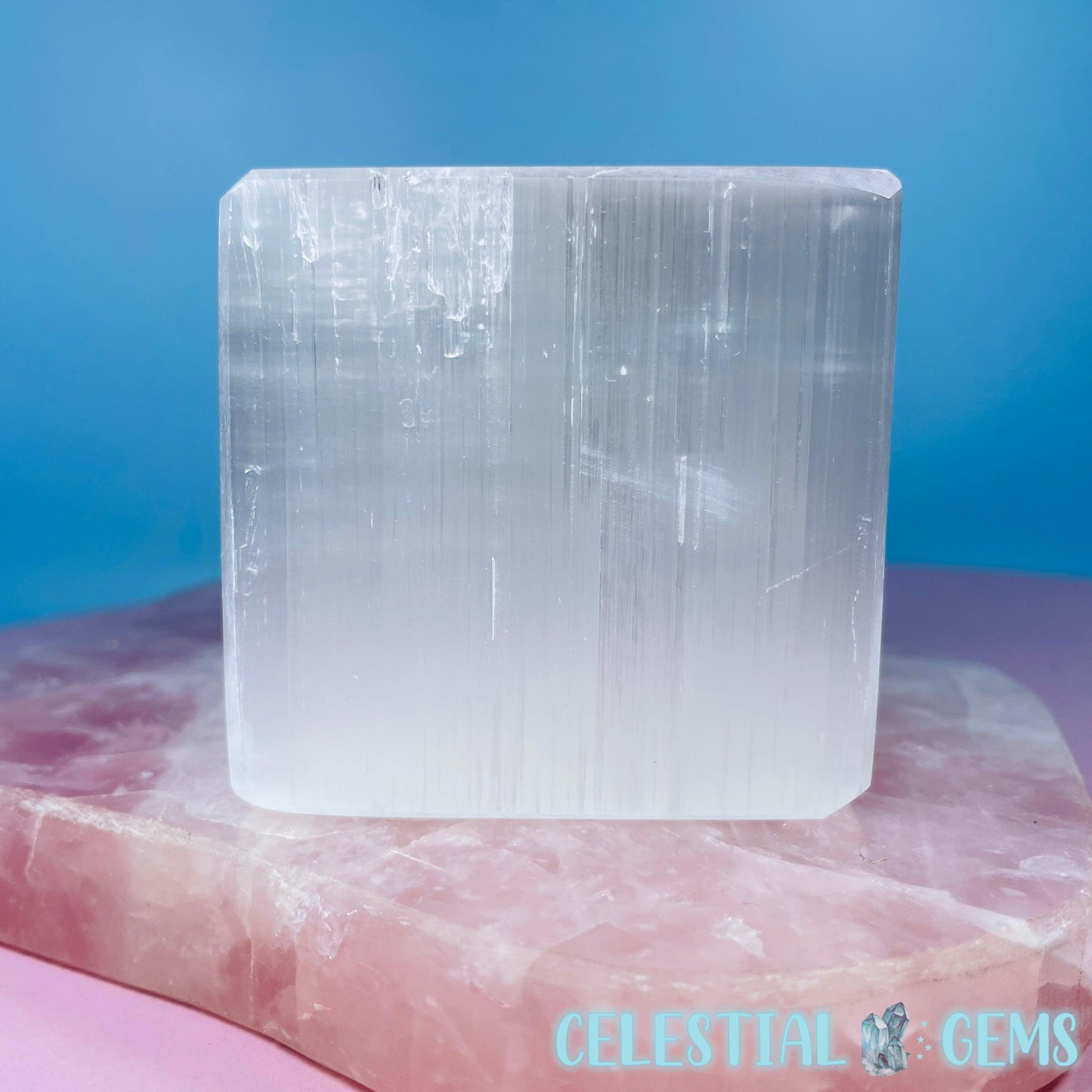 Selenite (Satin Spar) Cube Medium Carving 6cm