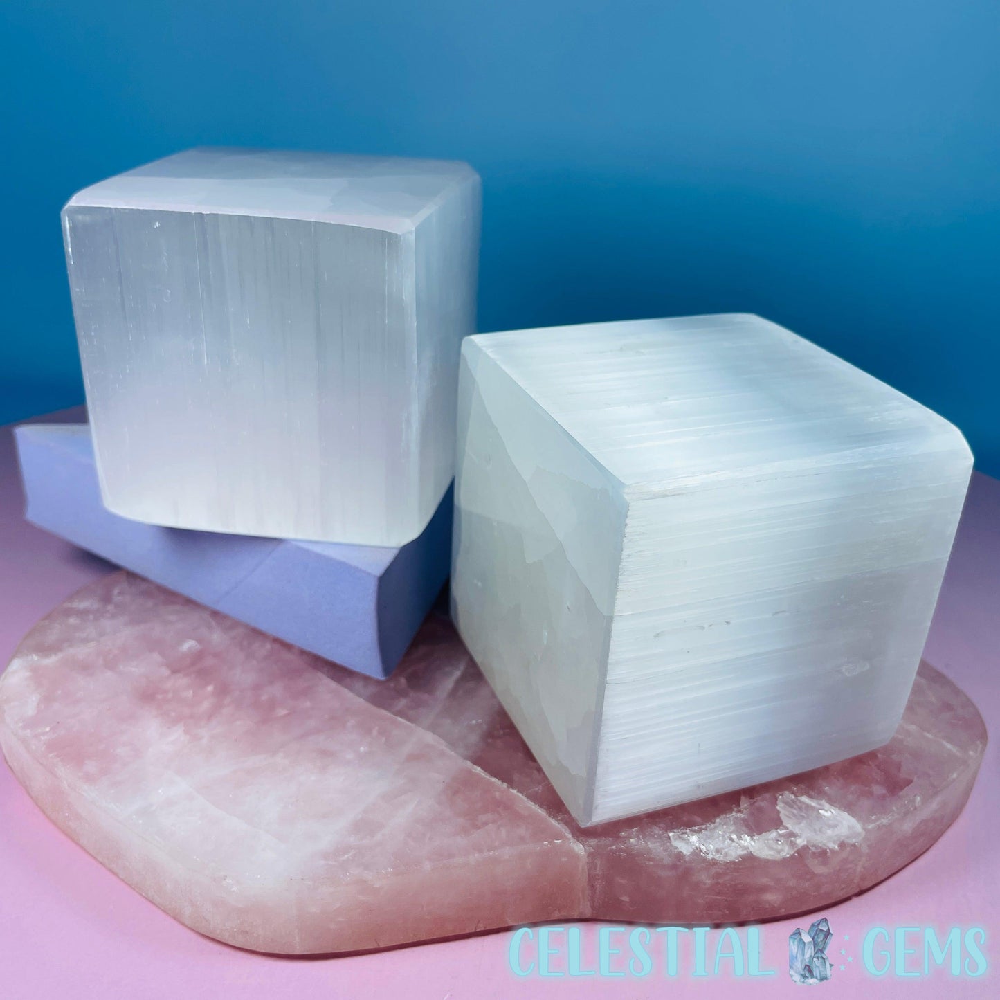 Selenite (Satin Spar) Cube Medium Carving 6cm