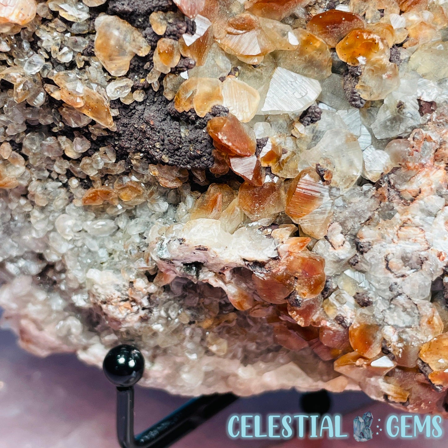 Double-Sided Hematite Pagoda Calcite Large Cluster Specimen