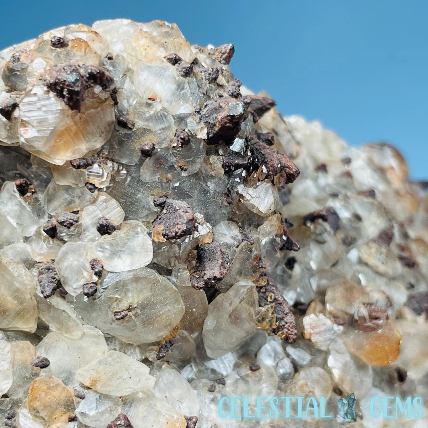 Hematite Pagoda Calcite Large Cluster Specimen