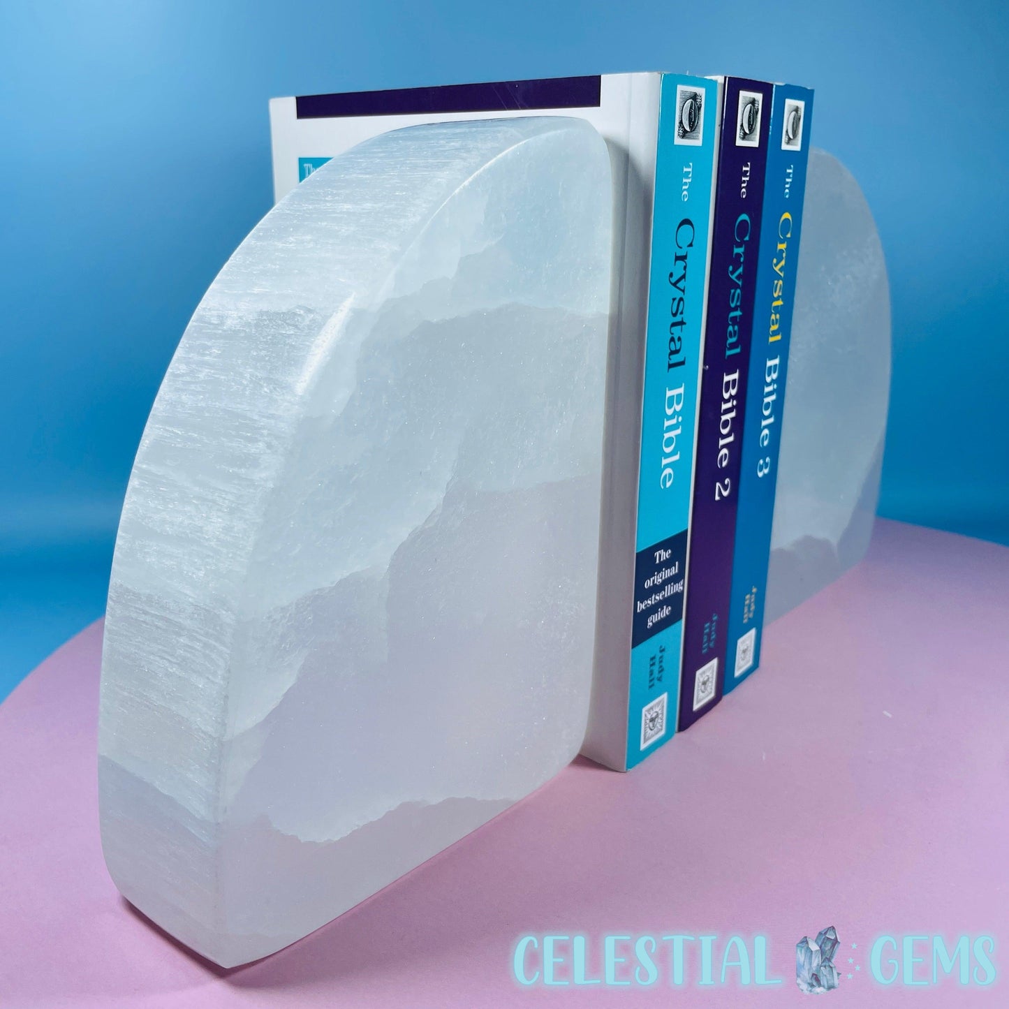 Selenite (Satin Spar) Curved Bookend Pair 15cm