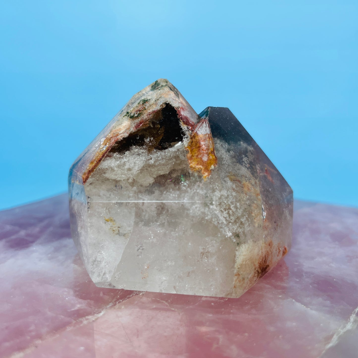 Amphibole Quartz Chunky Small Twin Tower