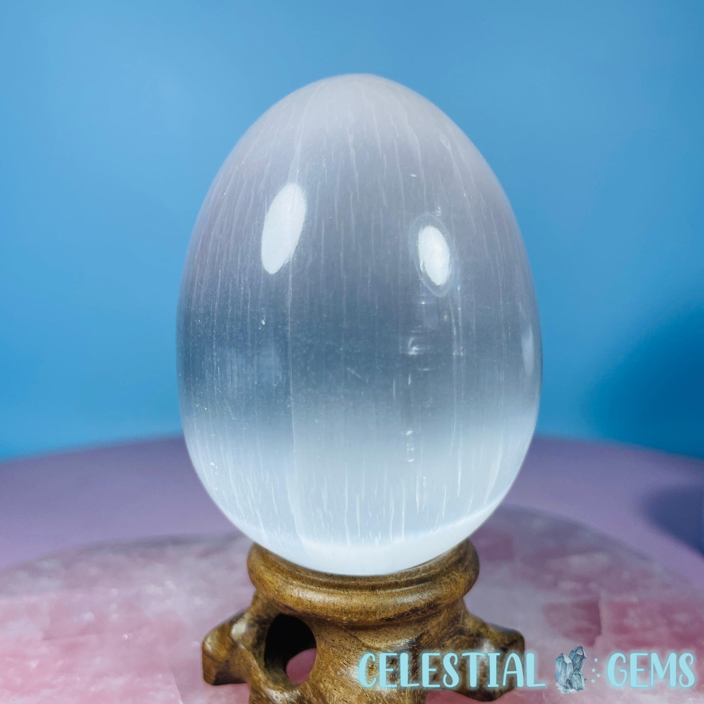 Selenite (Satin Spar) Egg Medium Carving 7cm