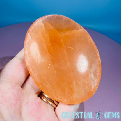 Orange Selenite (Satin Spar) Palmstone 7.5cm