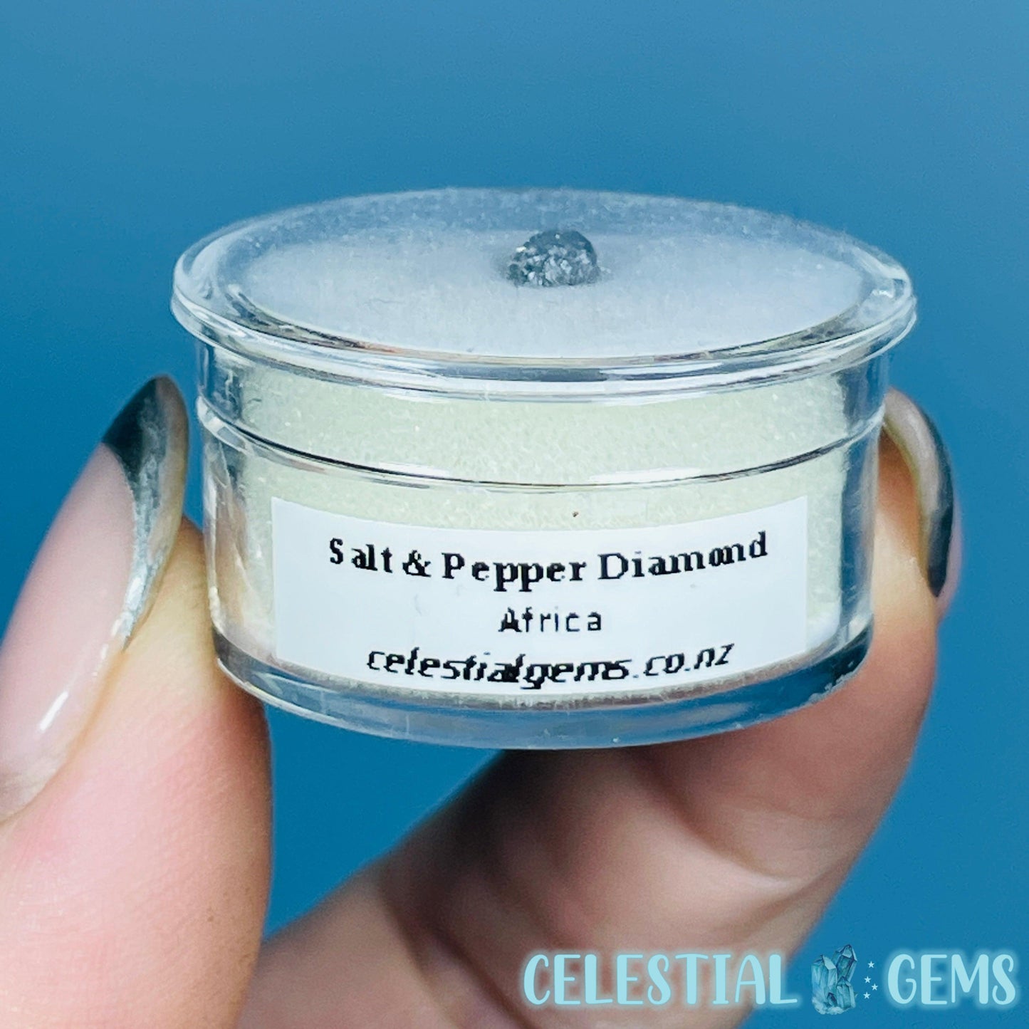 Salt & Pepper Diamond Tiny Crystal Specimen in Pottle (Video)