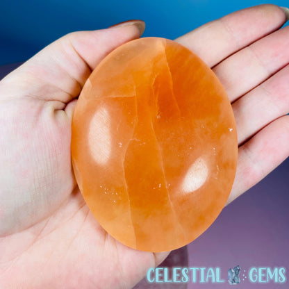 Orange Selenite (Satin Spar) Palmstone 7.5cm