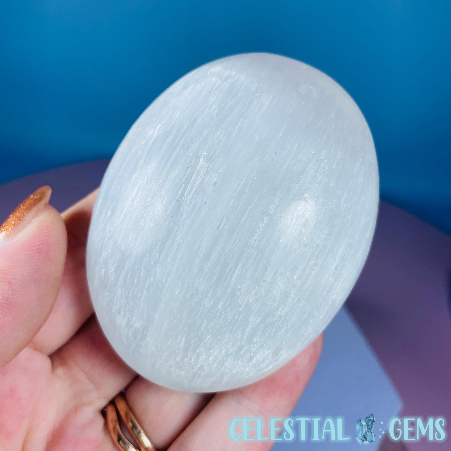 Selenite (Satin Spar) Palmstone 7.5cm