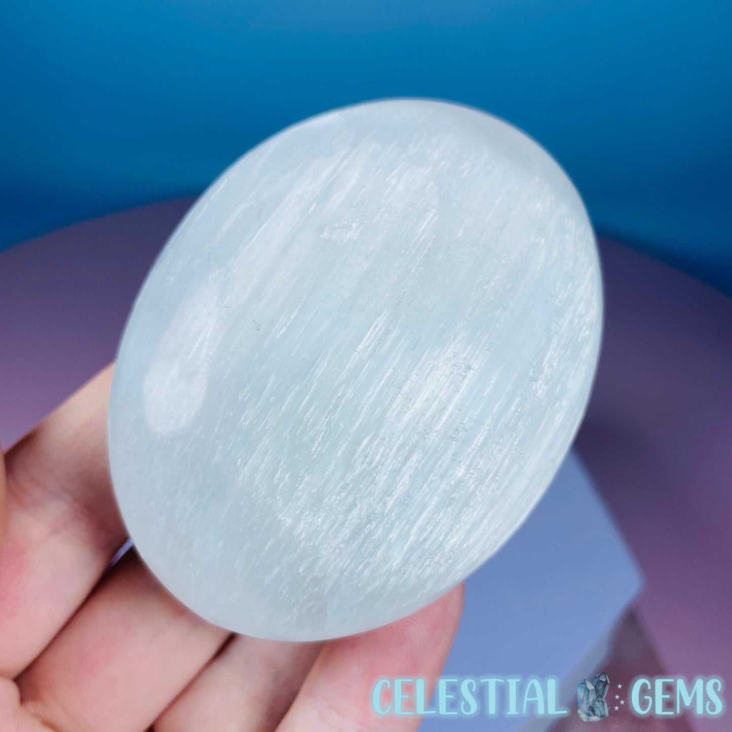 Selenite (Satin Spar) Palmstone 7.5cm