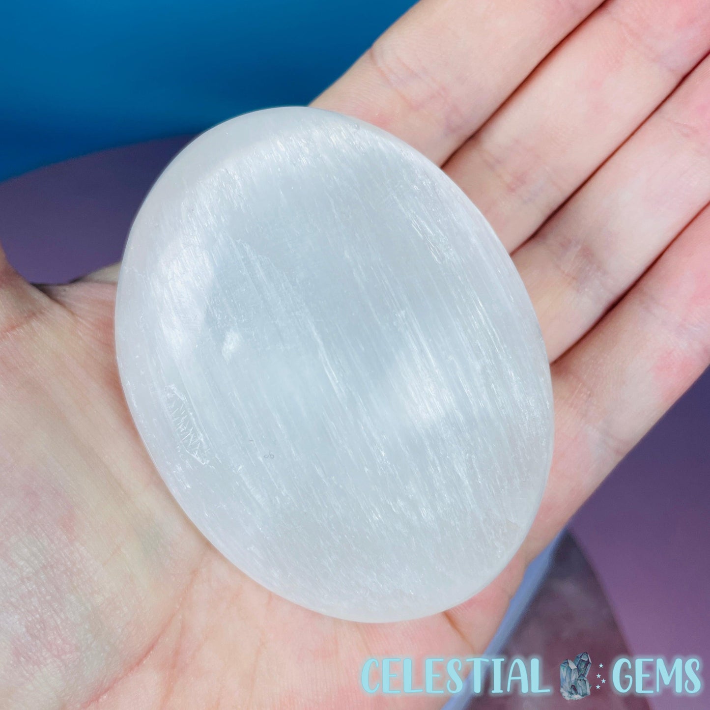 Selenite (Satin Spar) Palmstone 7.5cm