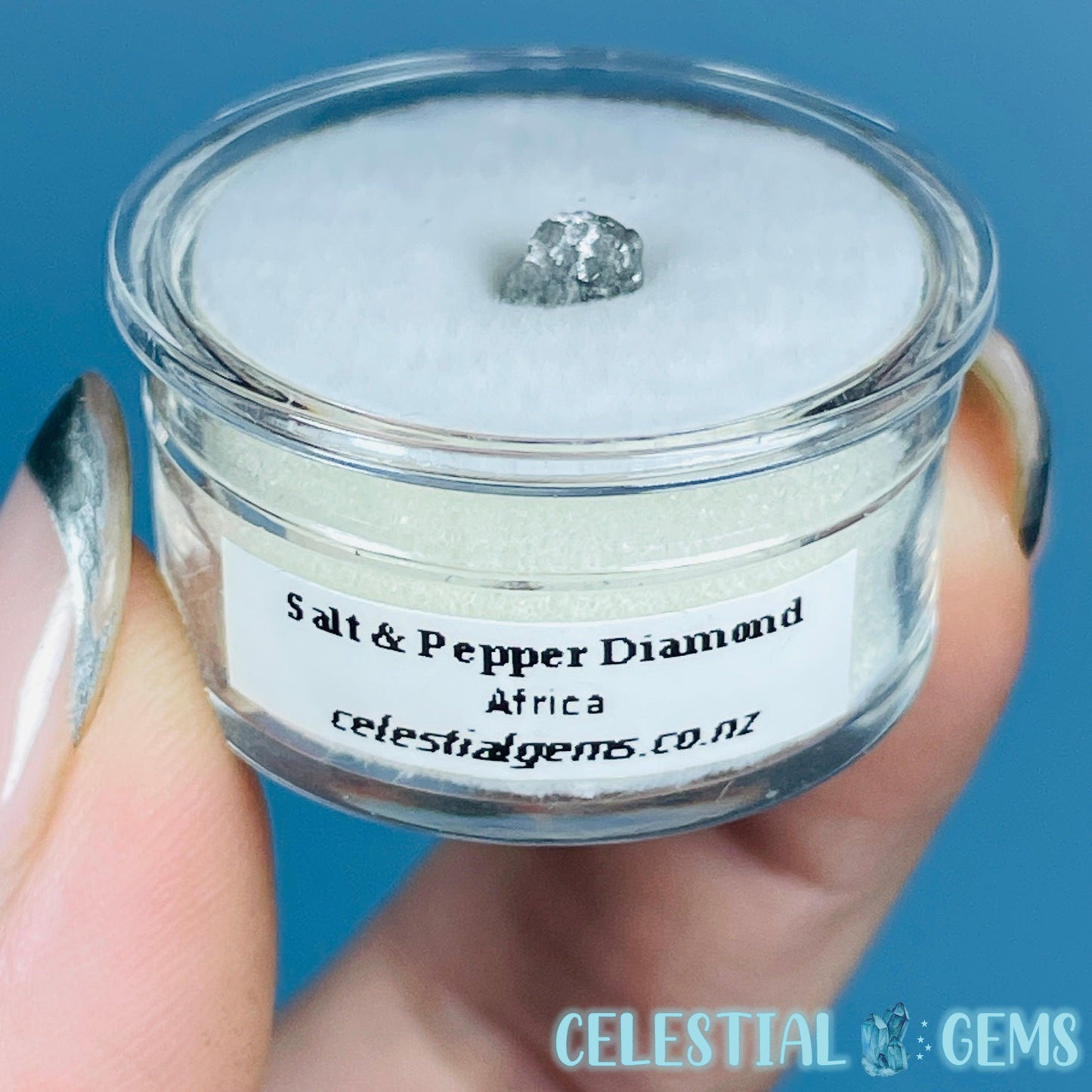 Salt & Pepper Diamond Tiny Crystal Specimen in Pottle (Video)