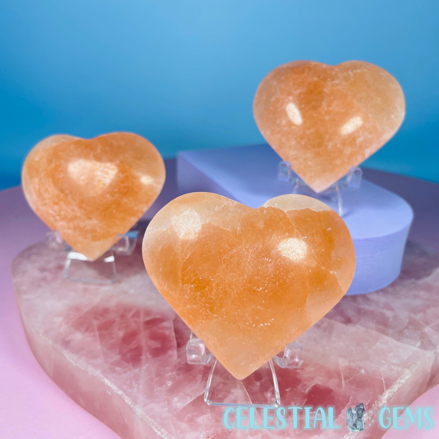 Orange Selenite (Satin Spar) Heart Medium Carving 5cm