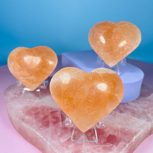 Orange Selenite (Satin Spar) Heart Medium Carving 5cm