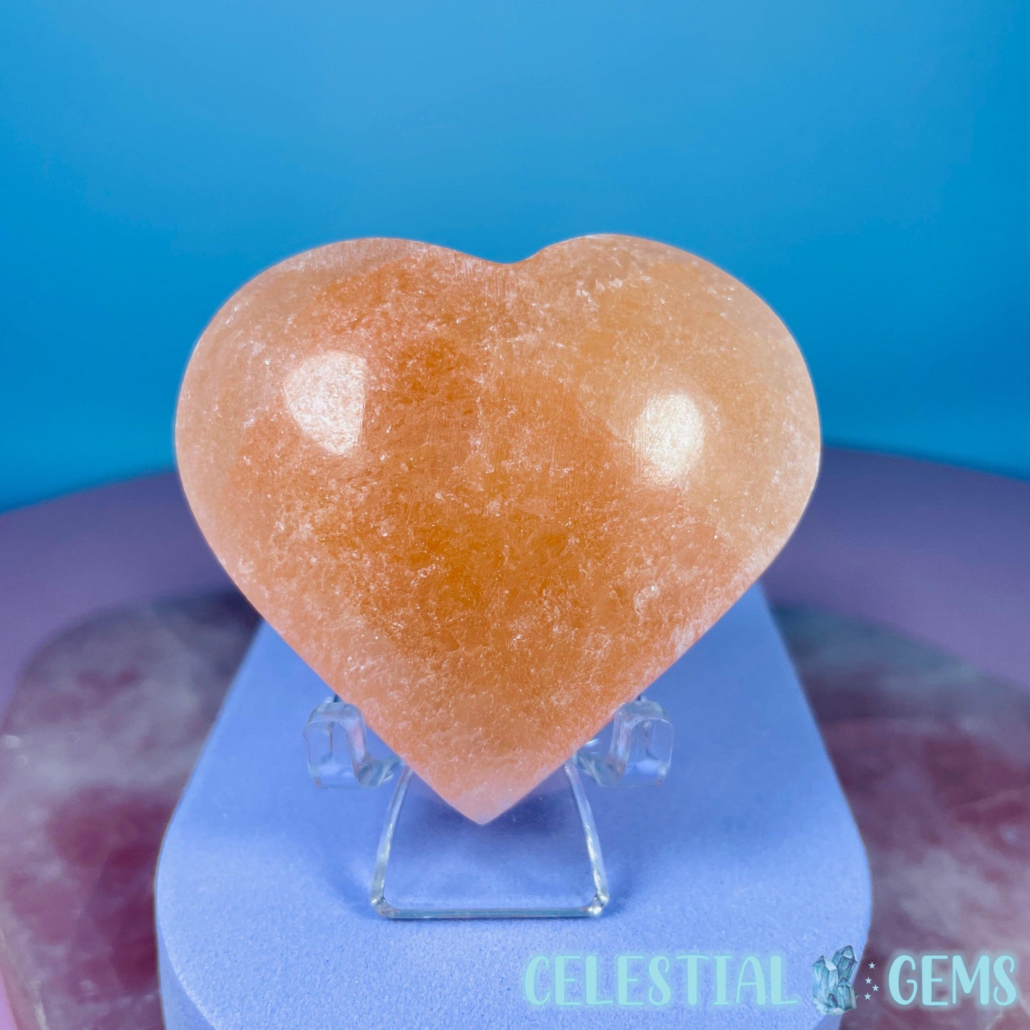 Orange Selenite (Satin Spar) Heart Medium Carving 5cm