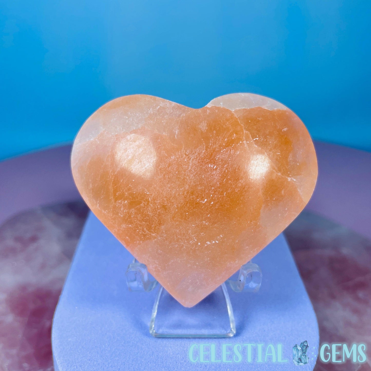 Orange Selenite (Satin Spar) Heart Medium Carving 5cm