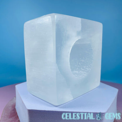 Selenite (Satin Spar) Square Tealight Candle Holder 8.5cm