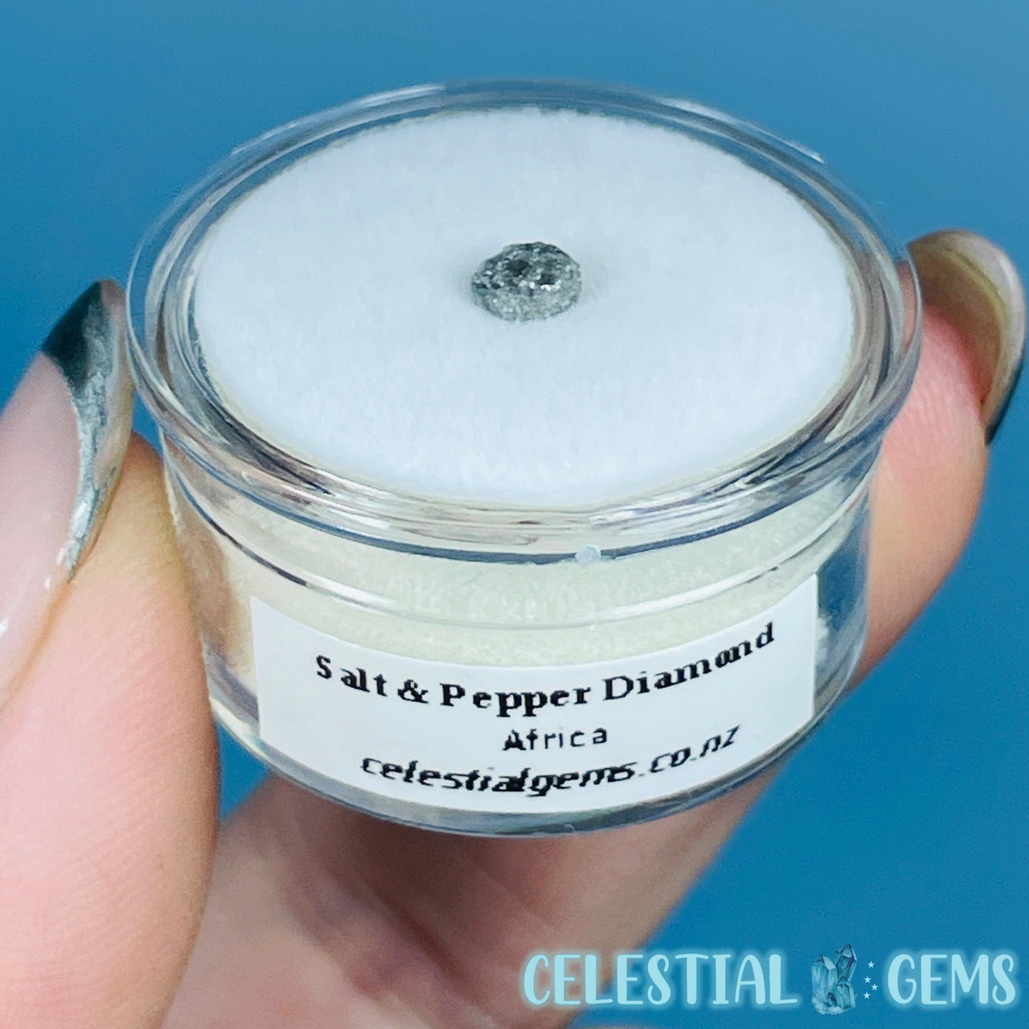 Salt & Pepper Diamond Tiny Crystal Specimen in Pottle (Video)