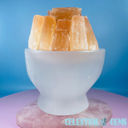 Selenite (Satin Spar) 'Fire Bowl' Large Lamp 20cm