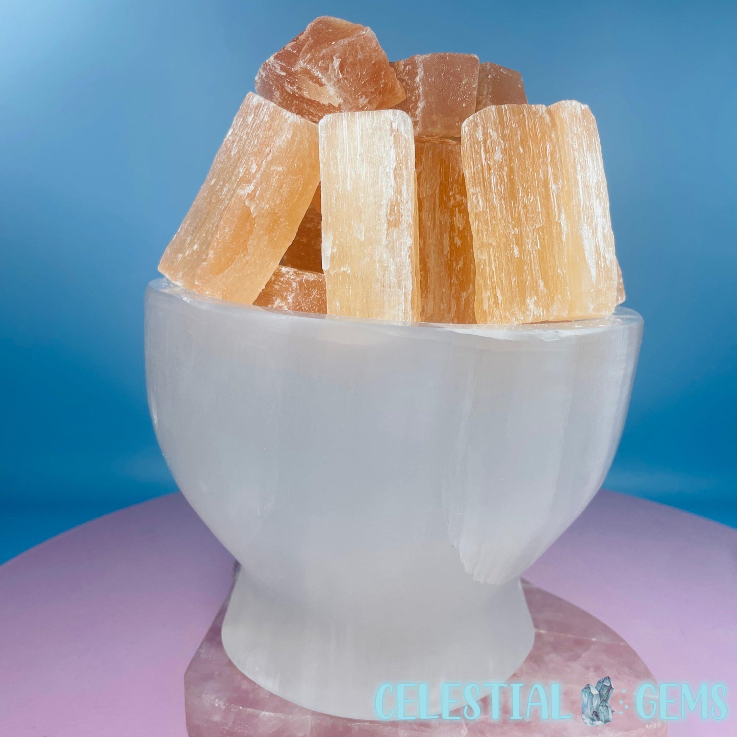 Selenite (Satin Spar) 'Fire Bowl' Large Lamp 20cm